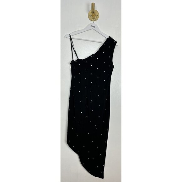 MAC DUGGAL Beaded One-Shoulder Asymmetric Hem Cocktail Dress in Black Size US 12 - Picture 9 of 11